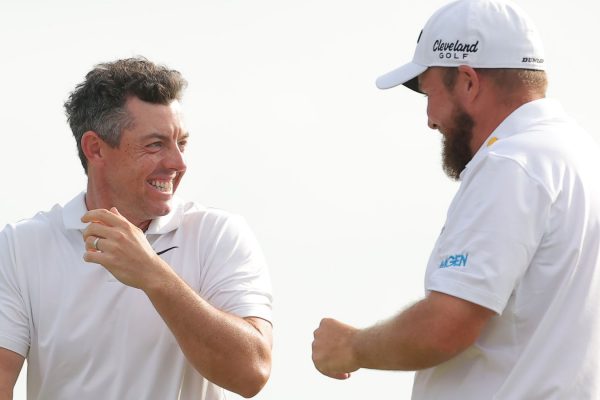 Rory McIlroy and Shane Lowry zelebrate victory at the Zurich Classic