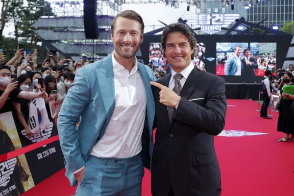 Tom Cruise and Glen Powell attends the Korea Red Carpet for Top Gun: Maverick at Lotte World on June 19, 2022 in Seoul, South Korea.