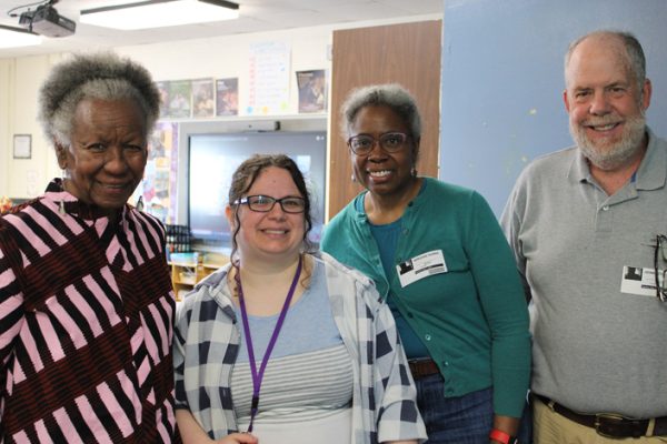 Kate Hymes, Vice President at the Dr. Margaret Wade-Lewis Black History and Cultural Center, who is also Ulster County Poet Laureate; Jessica Pedro, teacher at Ulster BOCES Center for Innovative Teaching & Learning at Port Ewen; Joy Burns, Director of Outreach for the Witness Stones Project; and Dennis Culliton, Executive Director and Founder of the Witness Stones Project, are collaborating on a project to be part of the Juneteenth Celebration on June 19th in New Paltz. The Ulster BOCES CITL students will be the first to do this project at Huguenot Street.