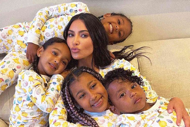 Kim Kardashian with her children