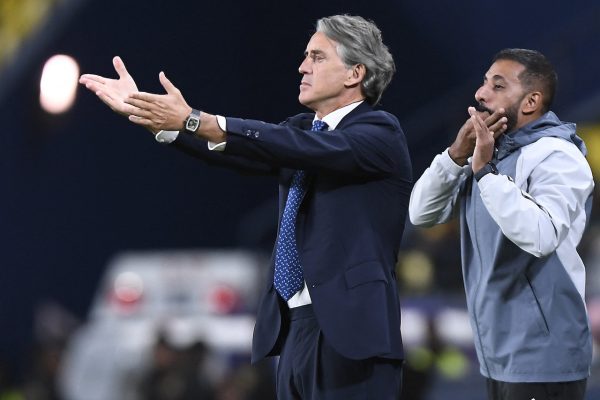 Saudi Arabia coach Roberto Mancini reacts on March 21, 2024