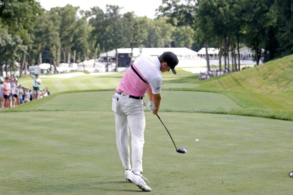 Luke Clanton hits a shot at the John Deere Classic.