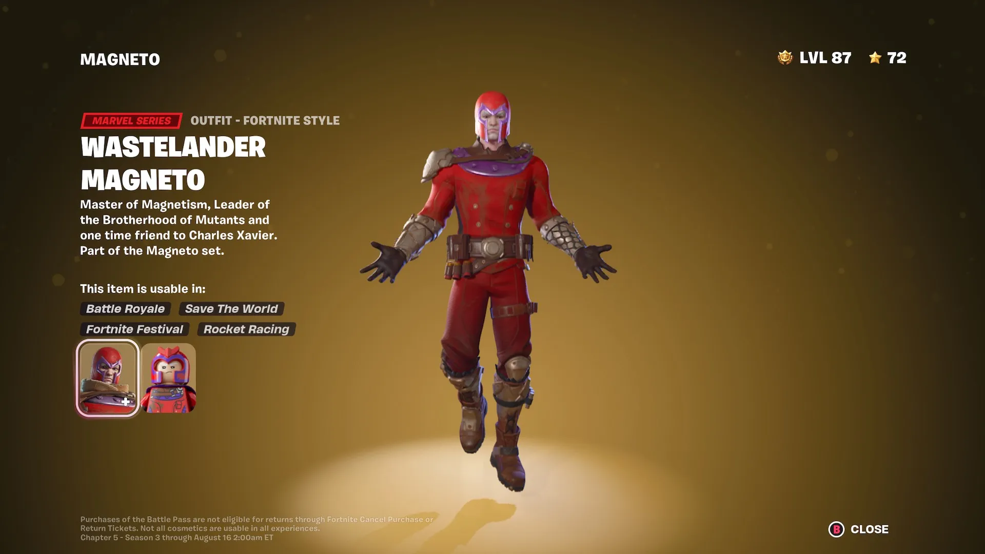 The Magneto skin in Fortnite.