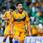 Nicolas Ibanez of Tigres celebrates a goal on July 20, 2024