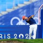 Pro golfer Xander Schauffele hits a tee shot on Saturday at the 2024 Olympic Games